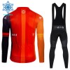 Fietskleding (Fietsshirt Lange Mouw + Lange Koersbroek) 2024 INEOS Grenadiers Winter Thermal Fleece - Oranje